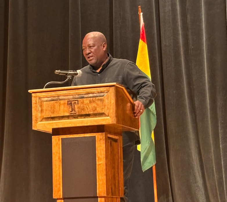 H.E. John Dramani Mahama at the podium